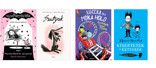 Móra Kiadó Holdas Hannától Szutyok kutyáig, a Káprázatos kalandoktól a Hollócsőr históriákig.